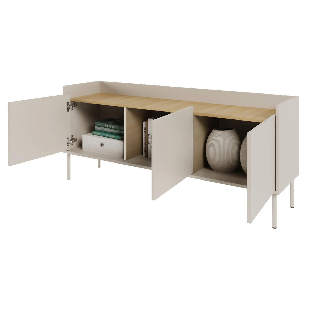 TV-SCHRANK Tovi Kaschmirgrau / Holzoptik Eiche 140/58/36 cm - Taupe, Holzwerkstoff/Metall (139.8/58.5/36.4cm) - Selsey