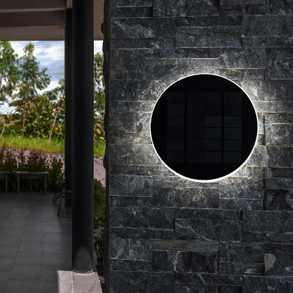 LED AUSSENLEUCHTE Solar Schwarz Kunststoff - Schwarz, Kunststoff (15.3/15.3/56.1cm) - Globo Lighting