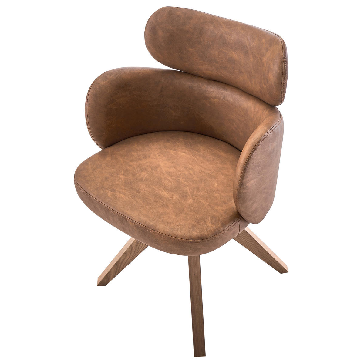 JÍDELNÍ ŽIDLE otočná Umělá kůže Hnědá Marcy - hnědá, plast (60/85/66cm) - Beliani
