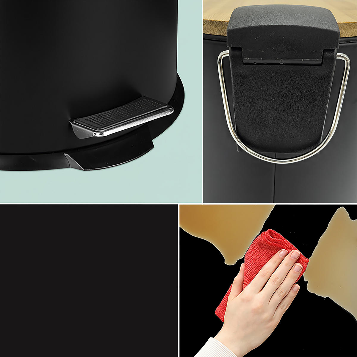 KÚPEĽŇOVÝ set - čierna, kov/drevo (20.5/26/25cm) - Relaxdays