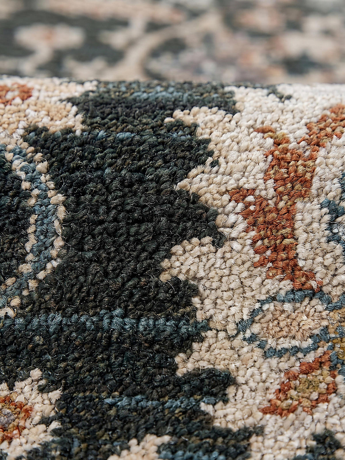 STRUKTURTEPPICH TRURO, Blumenmuster, Erdtöne-Grün, 200 x 300 cm - Grün, Textil (200/300cm) - KADIMA DESIGN