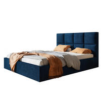 BETT 90x200 - Polsterbett mit Bettkasten und Holzrahmen - Modern Betten - Glatter Kronos-Stoff- Kollektion Roma, Blau - Blau, Holz/Textil (90/200cm) - Alpi-Möbel