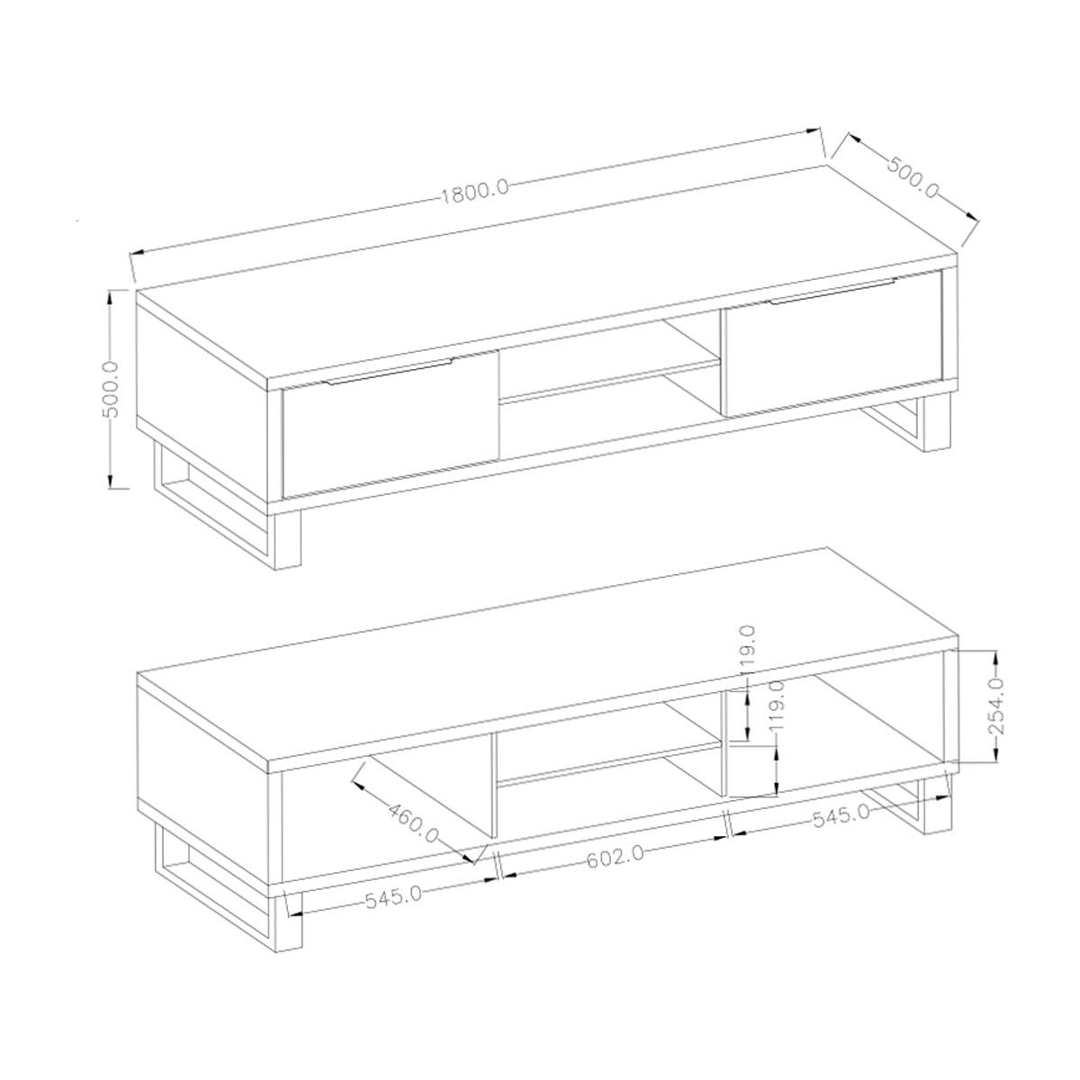 TV-MÖBEL Eden Holz und Metall - Braun, Holzwerkstoff (180/50/50cm) - Petits-meubles