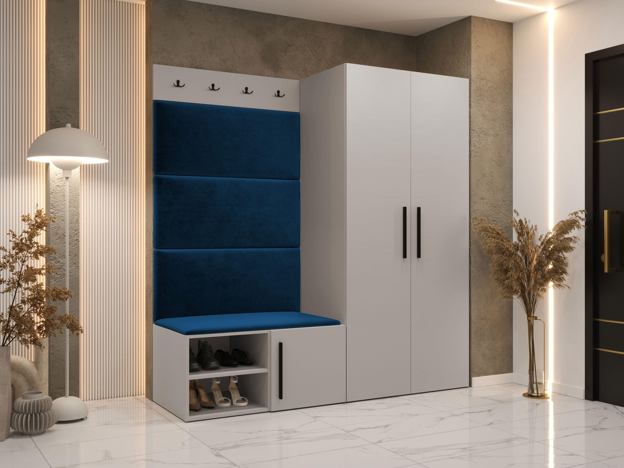 GARDEROBEN-SET Medi I - Blau/Kaschmir, Holzwerkstoff/Kunststoff (80/191/50cm) - MIRJAN24