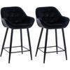 BARHOCKER 2er Set Samt schwarz - Schwarz, Textil/Metall (54/103/57.5cm) - CLP