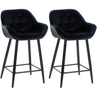 BARHOCKER 2er Set Samt schwarz - Schwarz, Textil/Metall (54/103/57.5cm) - CLP