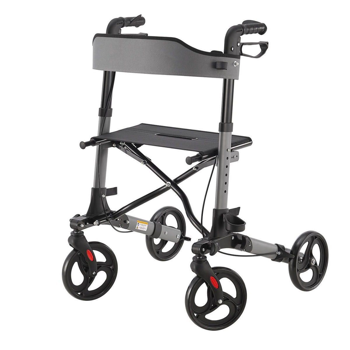 ROLLATOR Vital grau klappbar mit Sitzfläche & Einkaufstasche - Grau, Metall (63/80/68cm) - Juskys