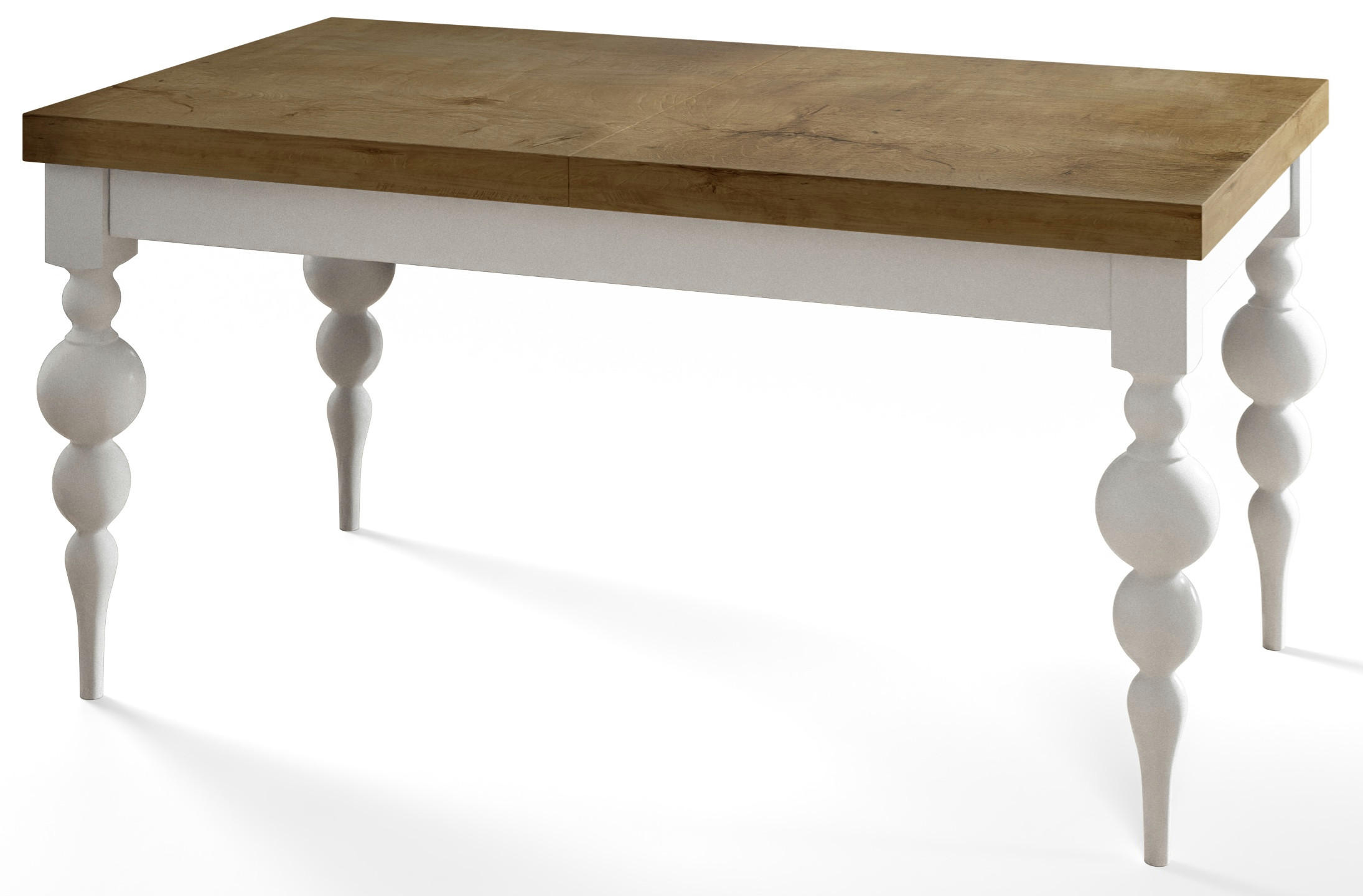 ESSZIMMERTISCH LENA, ausziehbarer Tisch 170-250X90X78,5 cm, Farbe: LEFKAS, mit Tischbeinen in Farbe Weiß - Dunkelbraun/Weiß, Holzwerkstoff (170/80/79cm) - Alpi-Möbel