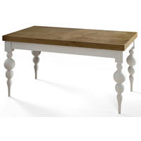 ESSZIMMERTISCH LENA, ausziehbarer Tisch 200-300X100X78,5 cm, Farbe: LEFKAS, mit Tischbeinen in Farbe Weiß - Dunkelbraun/Weiß, Holzwerkstoff (200/80/79cm) - Alpi-Möbel