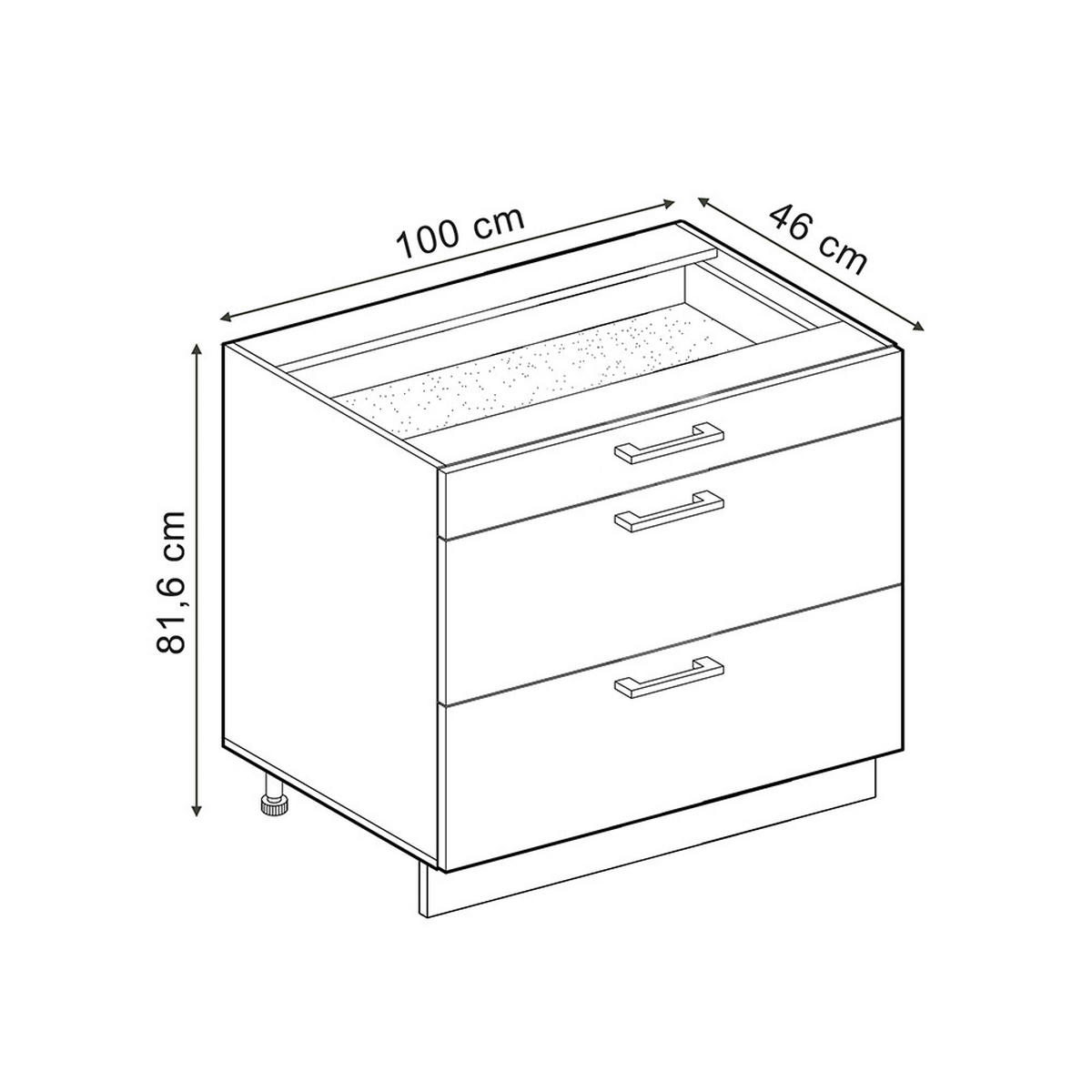 SPODNÍ SKŘÍŇKA KUCHYŇSKÉ LINKY R-Line, Sonoma/Bílá, 100 cm pracovná doska antracitová - bílá/Sonoma dub, kompozitní dřevo (100/81.6/60cm) - Vicco
