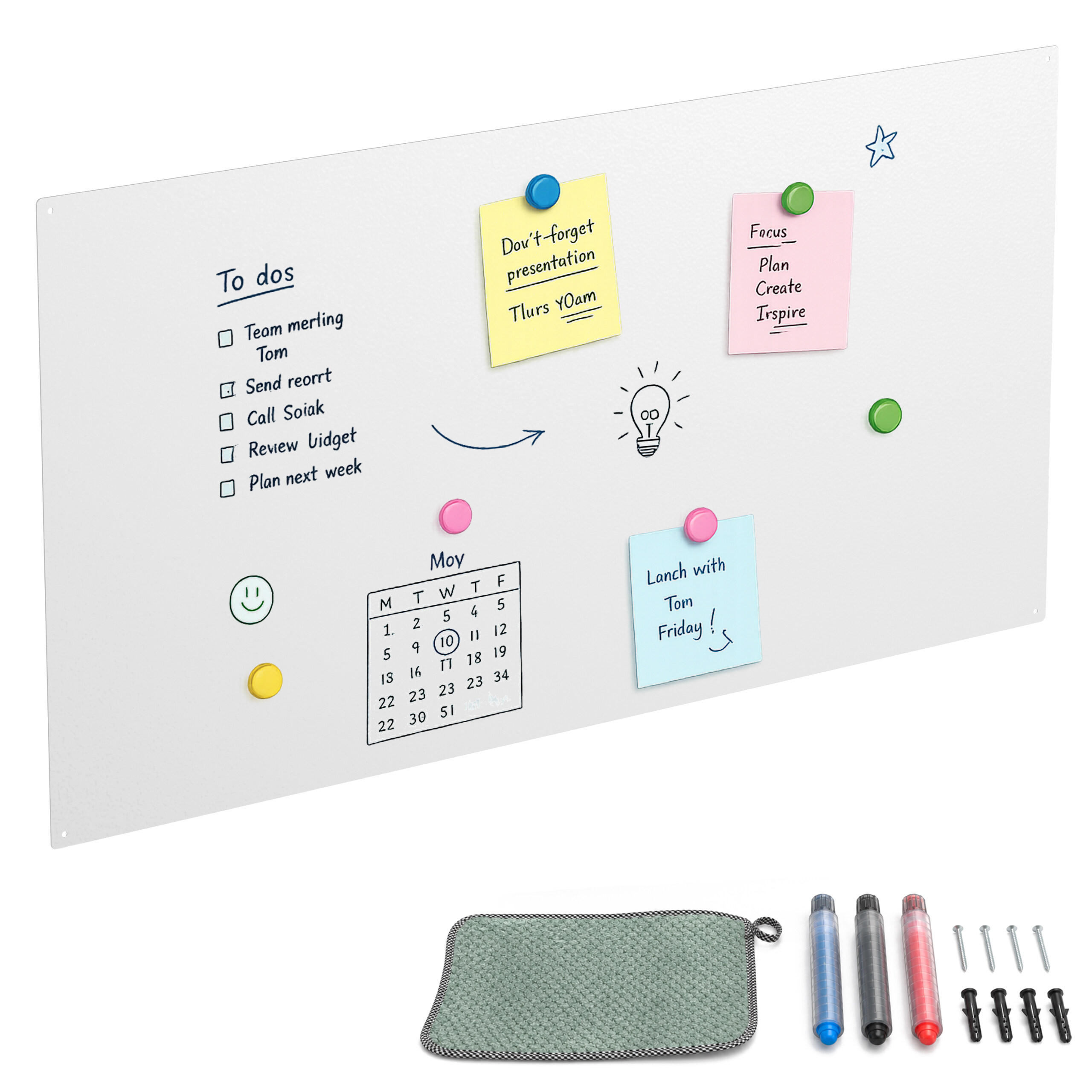 MAGNETTAFEL Weiß Stahl beschreibbar 50x100 cm - Weiß, Metall (100/50/0.1cm) - Relaxdays