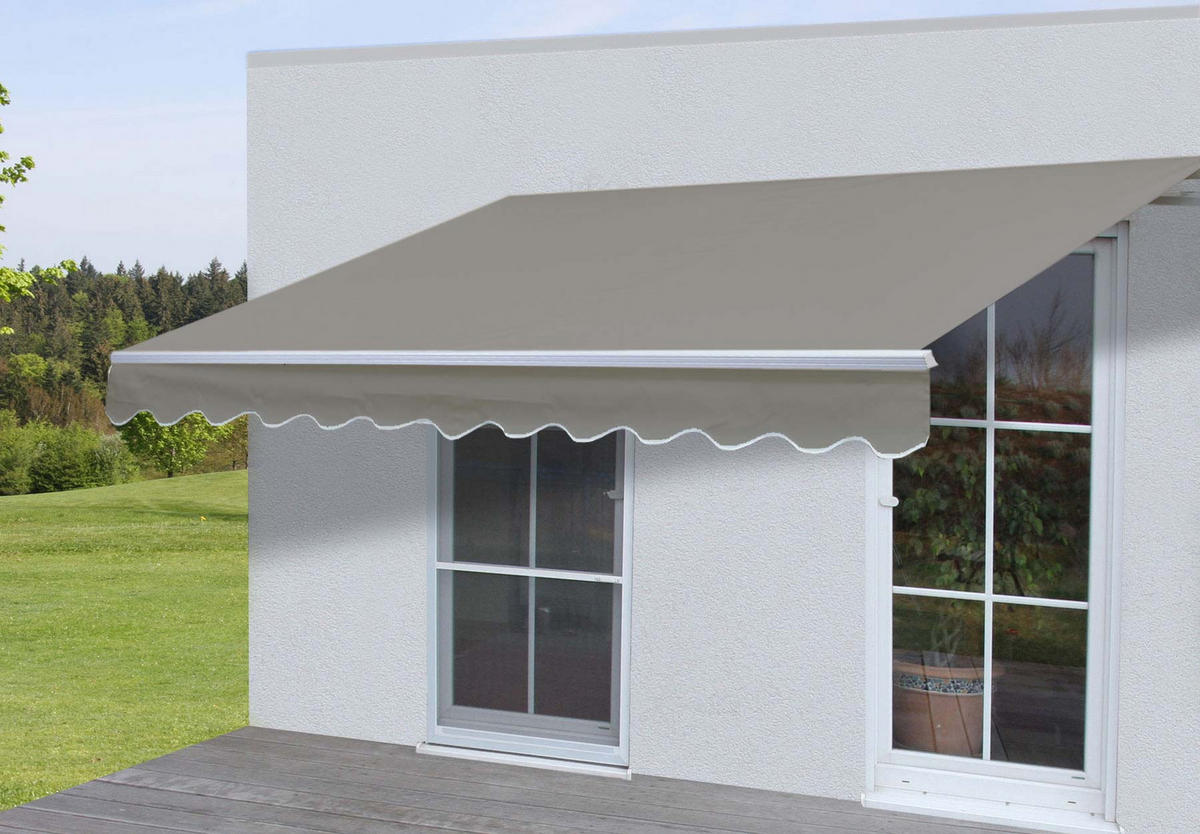 ALU-MARKISE Grau, Braun - Braun/Grau, Textil (450/18/300cm) - MCW