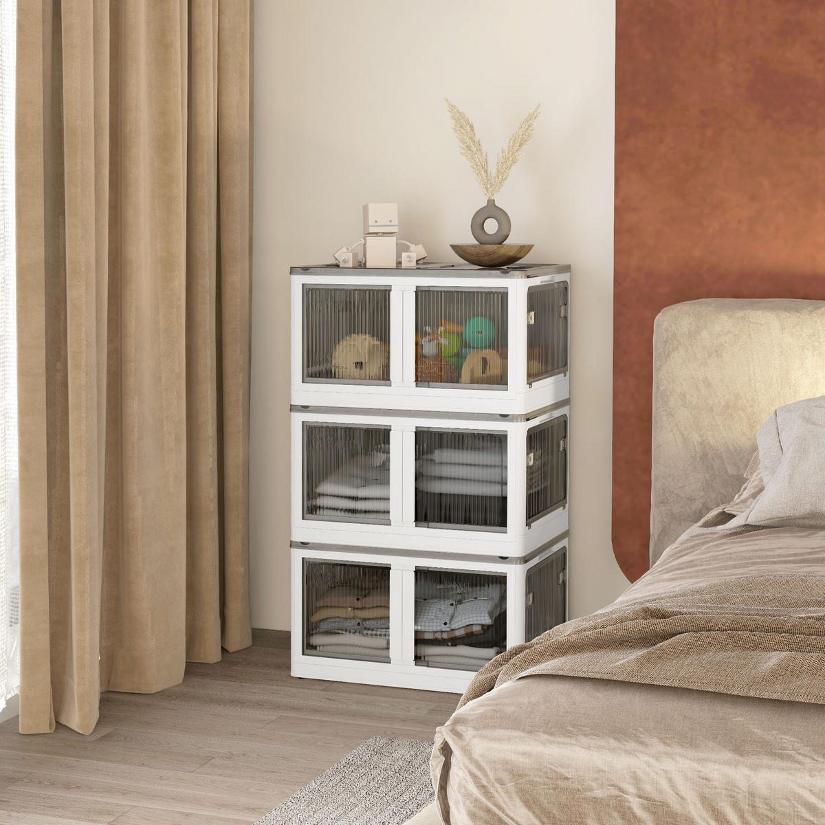 AUFBEWAHRUNGSBOX, Truhe 69L, Weiß - Weiß, Kunststoff (42/34/60cm) - HOMCOM