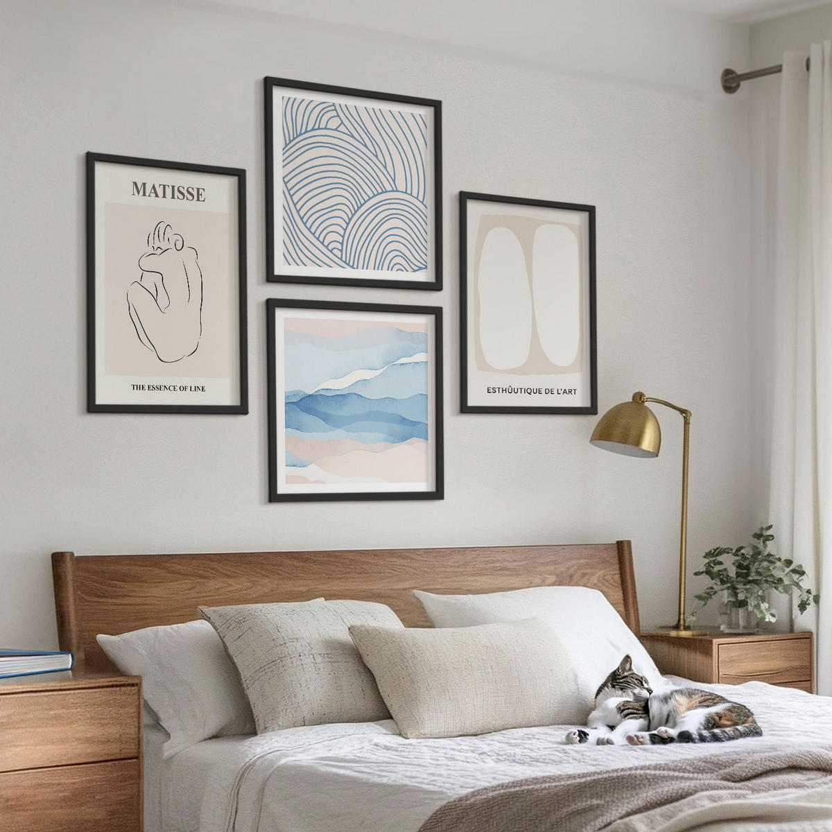 BILDER SET 4er Set - 50x50 cm & 40x60 cm Schwarzer Rahmen - Matisses abstrakte Formen - Schwarz, Kunststoff (50/50cm) - TULUP