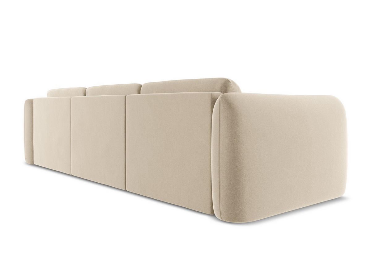 ECKSOFA Rechts Samt Stoff Beige - Beige/Creme, Kunststoff/Textil (290/170cm) - Makamii