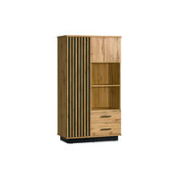 HIGHBOARD LAMI 4 90/160/40 cm in Wotan Eiche / Schwarz Matt mit Lamellen - Eiche Wotan/Schwarz, Holzwerkstoff (90/160/40cm) - Deine Möbel 24