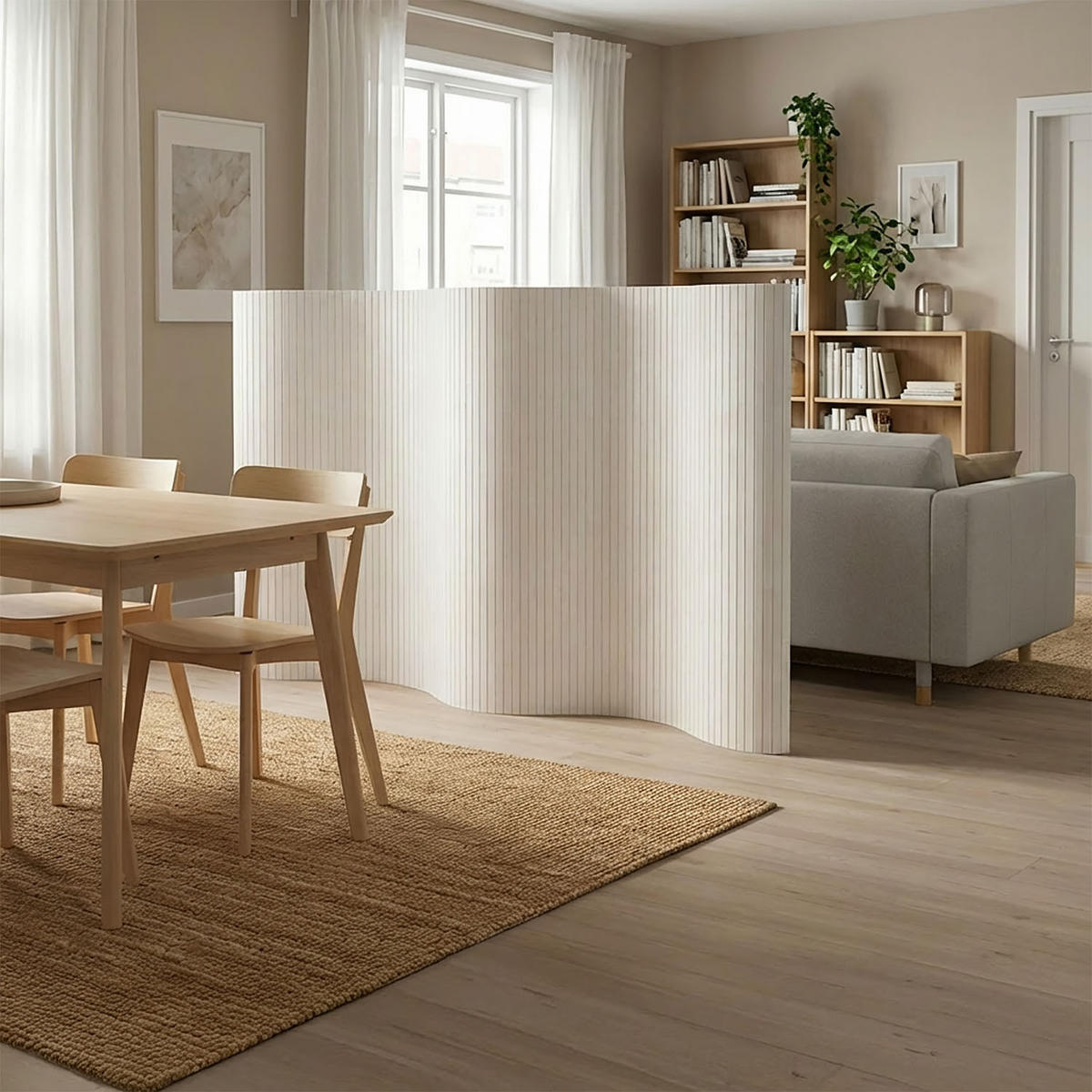 PARAVENT 250/145 cm Weiß Raumteiler Bambus - Weiß, Naturmaterialien (250/145/0.3cm) - Homestyle4u