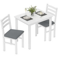 ESSTISCH-SET DE-10071 mit 2 gepolsterten Stühlen, platzsparend Weiß - Weiß, Holzwerkstoff (60/74.5/80cm) - ComfortXL