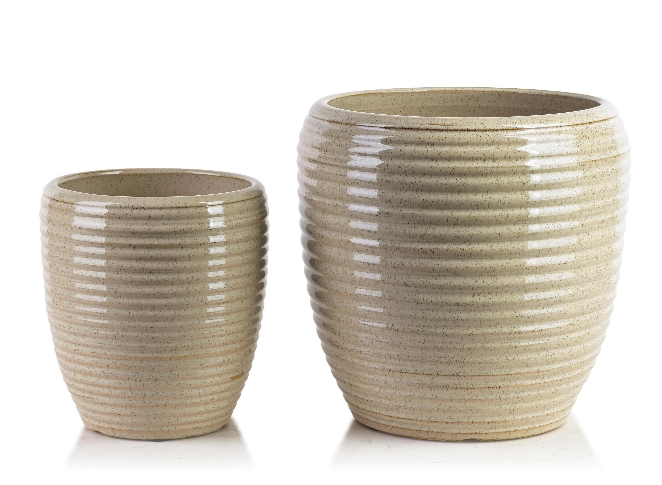 BLUMENTOPF Neva 2er Set Beige 30.5/30.5/30.5 cm Keramik - Beige, Keramik (30.5/30.5/30.5cm) - Mondex