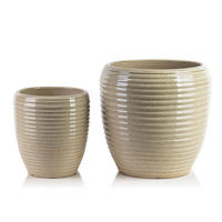 BLUMENTOPF Neva 2er Set Beige 30.5/30.5/30.5 cm Keramik - Beige, Keramik (30.5/30.5/30.5cm) - Mondex