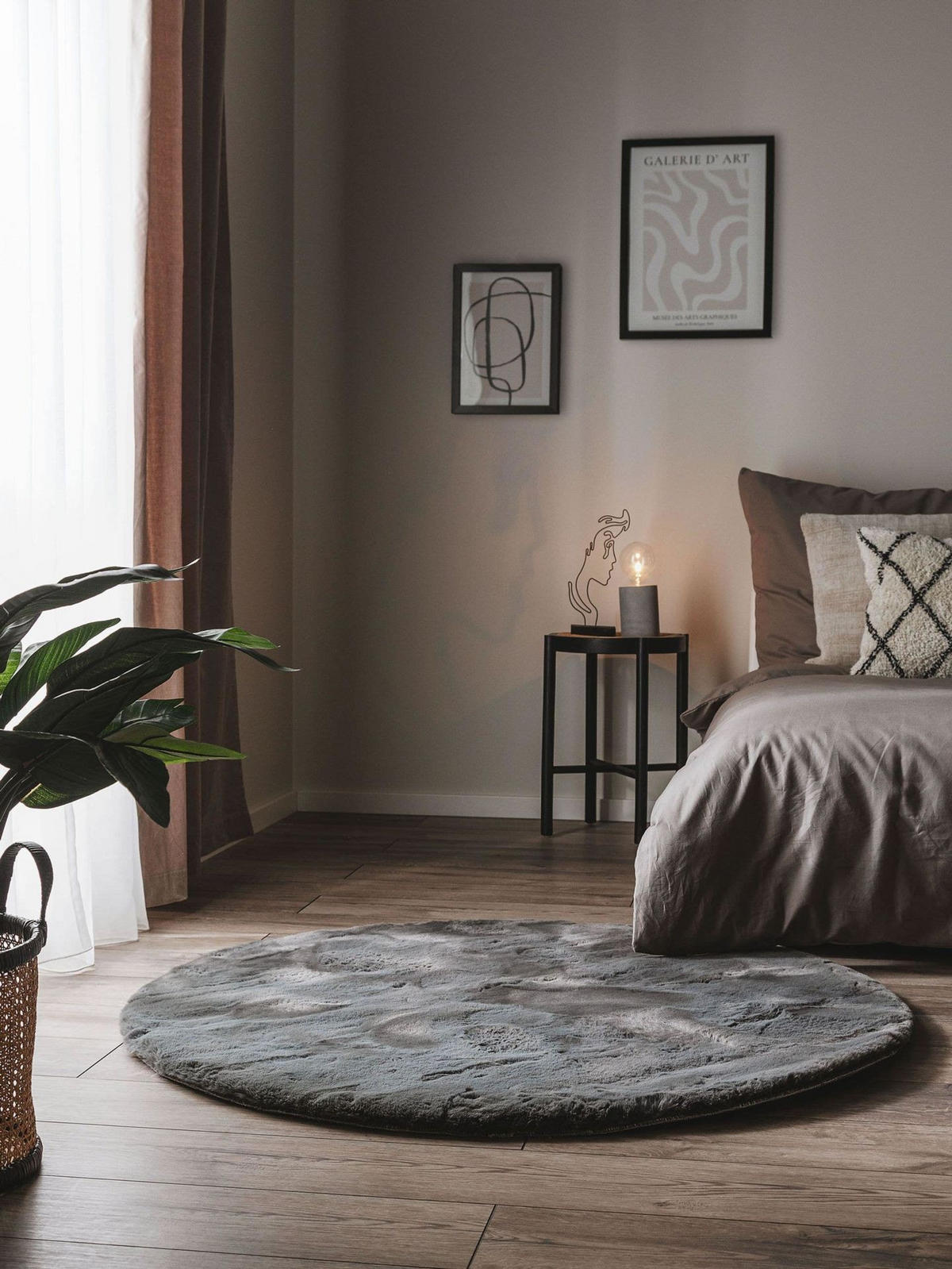 UMĚLÉ kožíškové koberce Dave Antracit ø 120 cm - šedá, textil/umělá hmota (120/1cm) - KUNSTLOFT