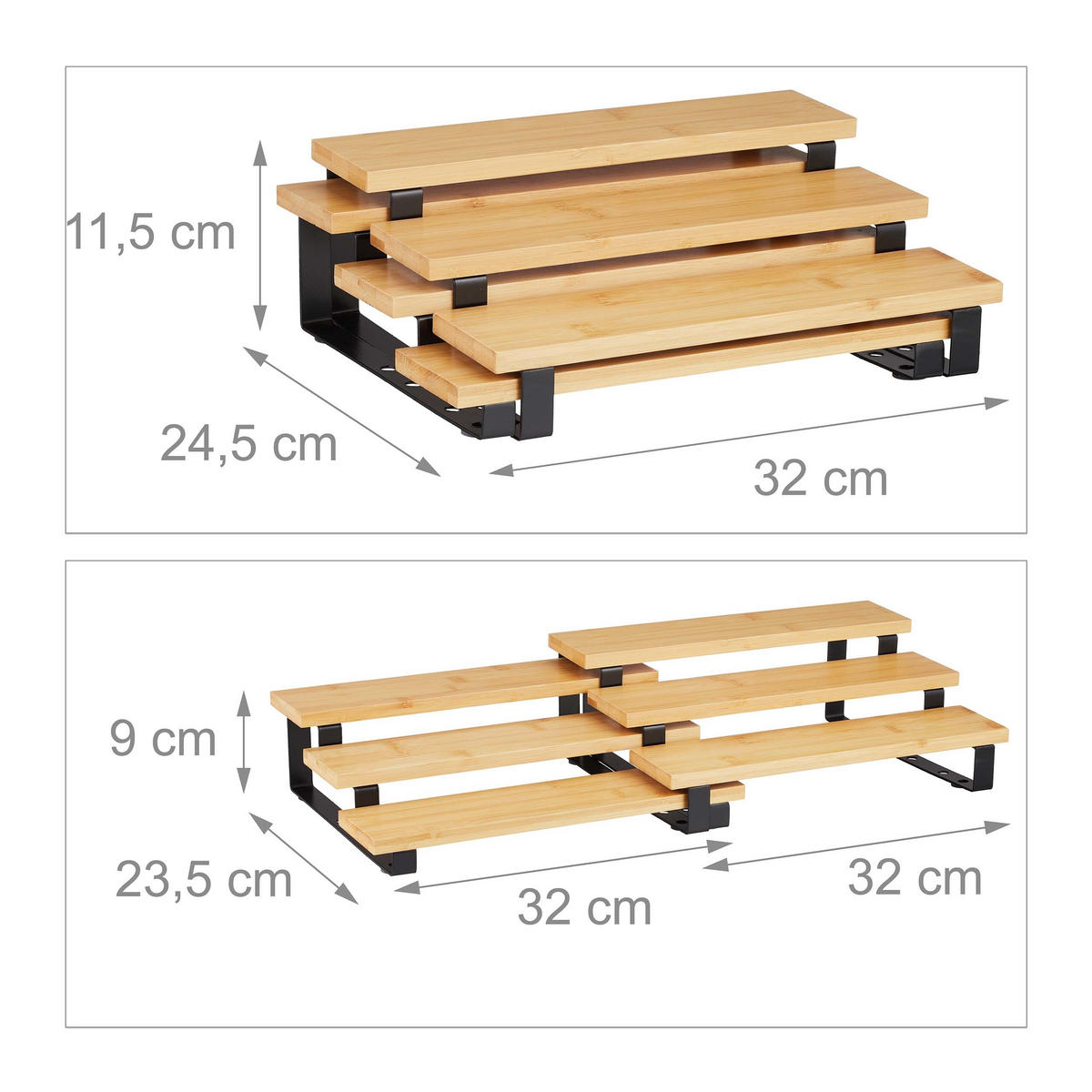 GEWÜRZREGAL - Hellbraun, Holz/Metall (32/11.5/24.5cm) - Relaxdays