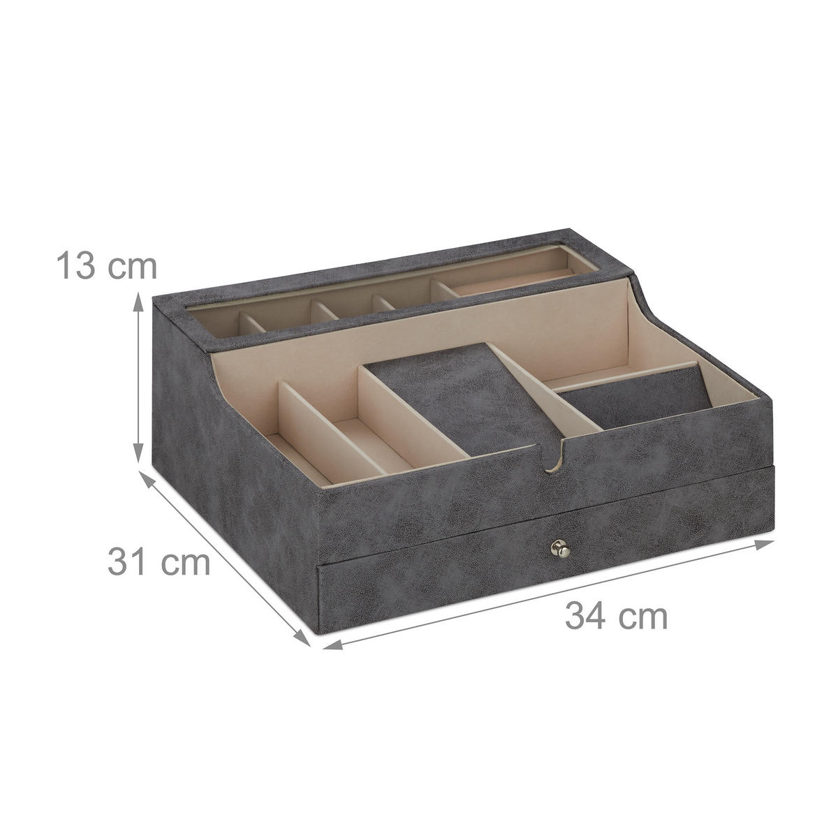 SCHMUCKKÄSTCHEN - Multicolor, Holzwerkstoff/Wellpappe (34/13/31cm) - Relaxdays