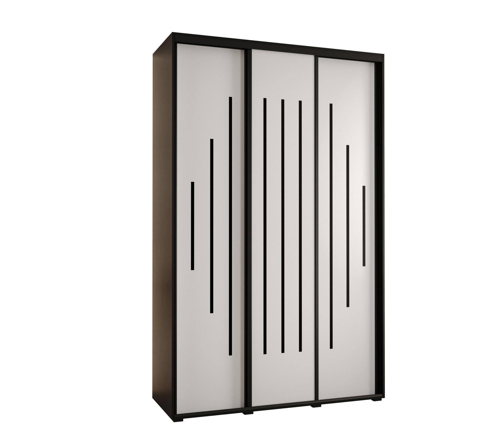 Abiks Möbel Schwebetürenschrank Schwarz, Weiß, Schwarz 150x235x60 cm