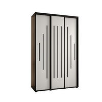 SCHWEBETÜRENSCHRANK 235,2/150/60 3-türig - Schwarz/Weiß, Holz/Metall (150/235/60cm) - Abiks Möbel