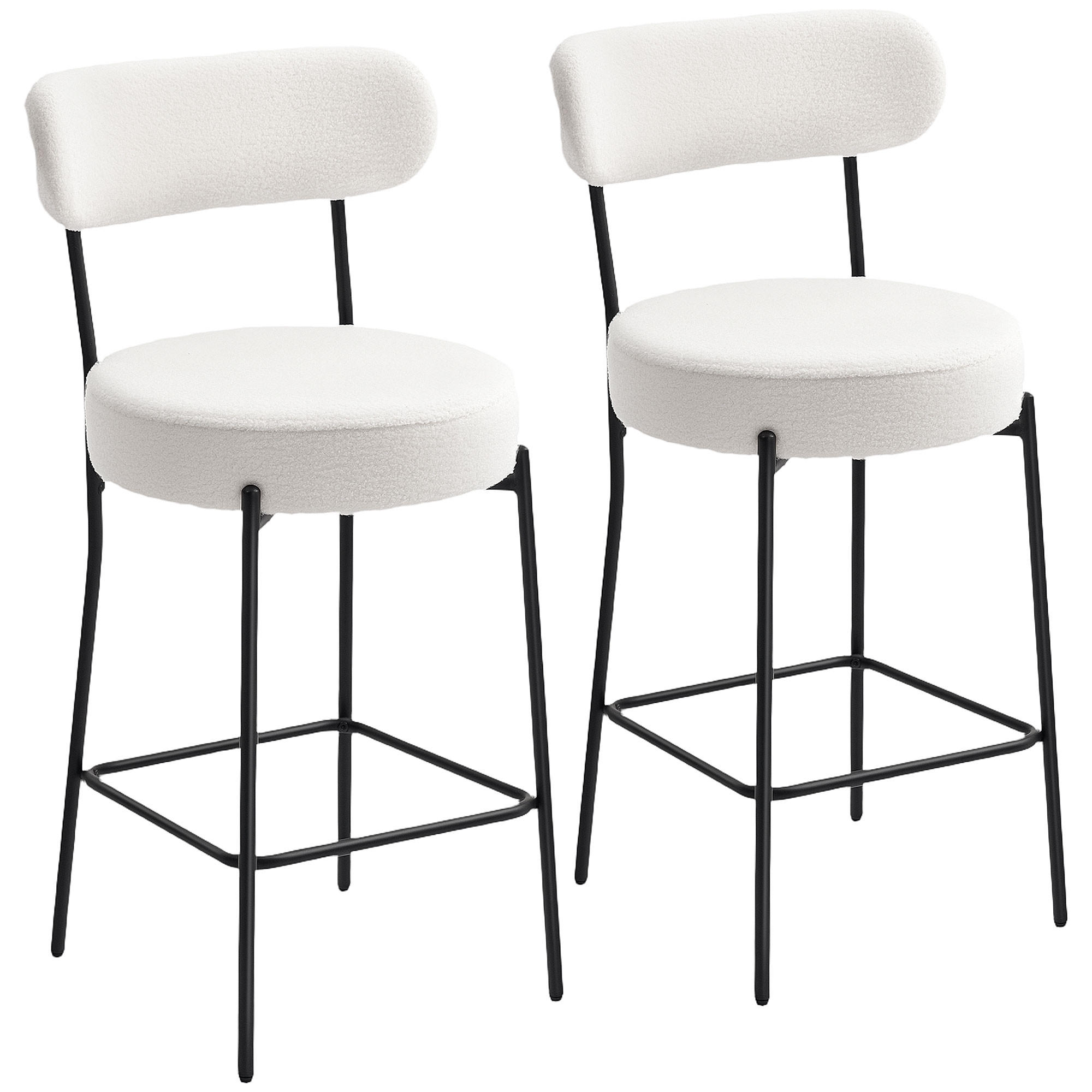 BARHOCKER 2er-Set DE-14785 gepolstert mit Fußstütze Creme - Creme, Metall (49/95/52cm) - ComfortXL
