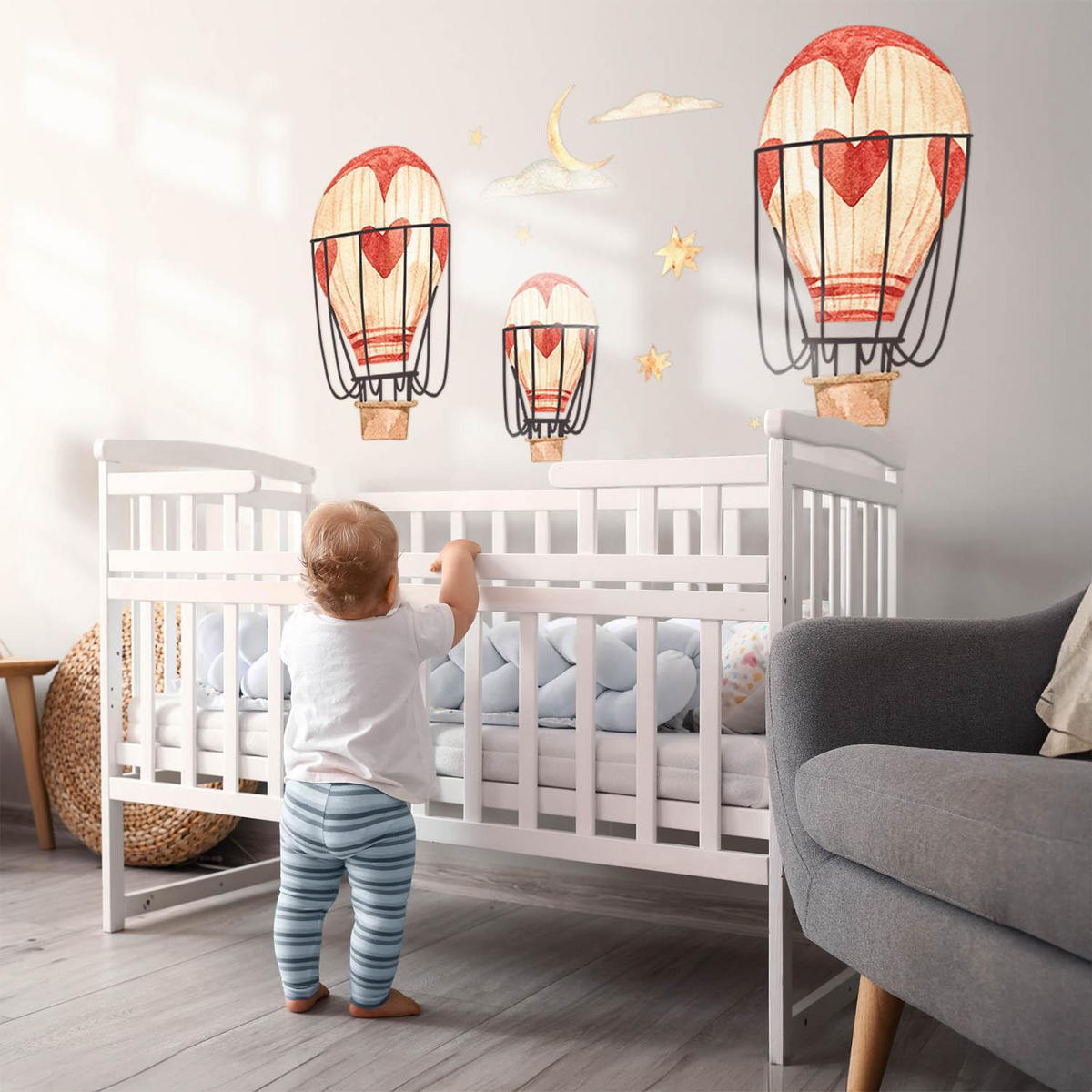 WANDAUFKLEBER 130x214cm - Boho-Ballons - Multicolor, Kunststoff (130/214/0.1cm) - Wallfluent