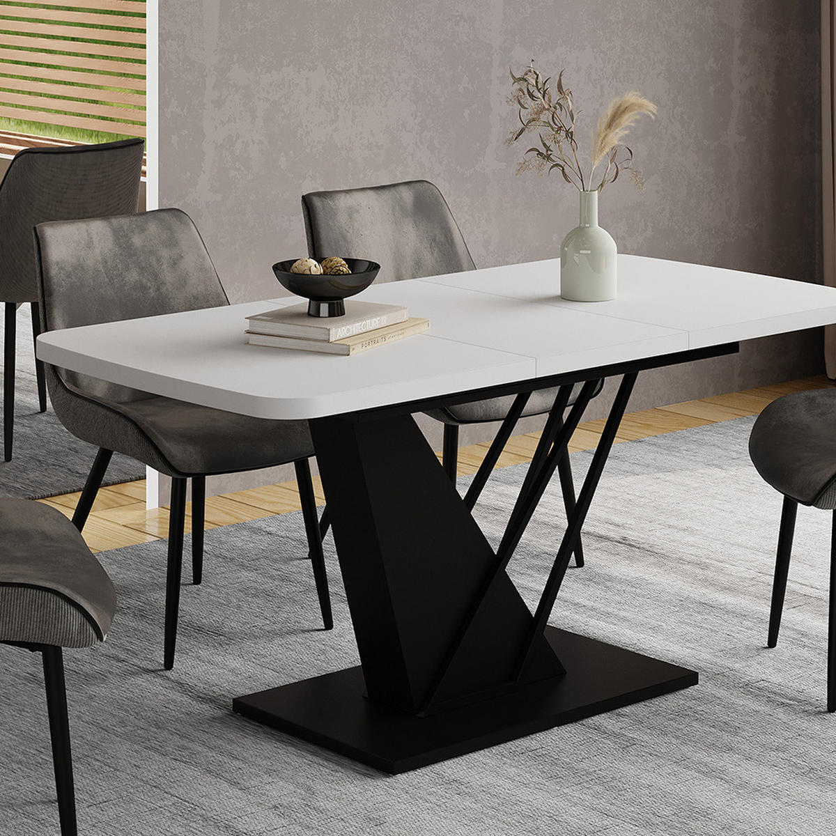 JÍDELNÍ STŮL Fenaro Bílá/černá - bílá/černá, kompozitní dřevo (80/120/77.4cm) - Vicco