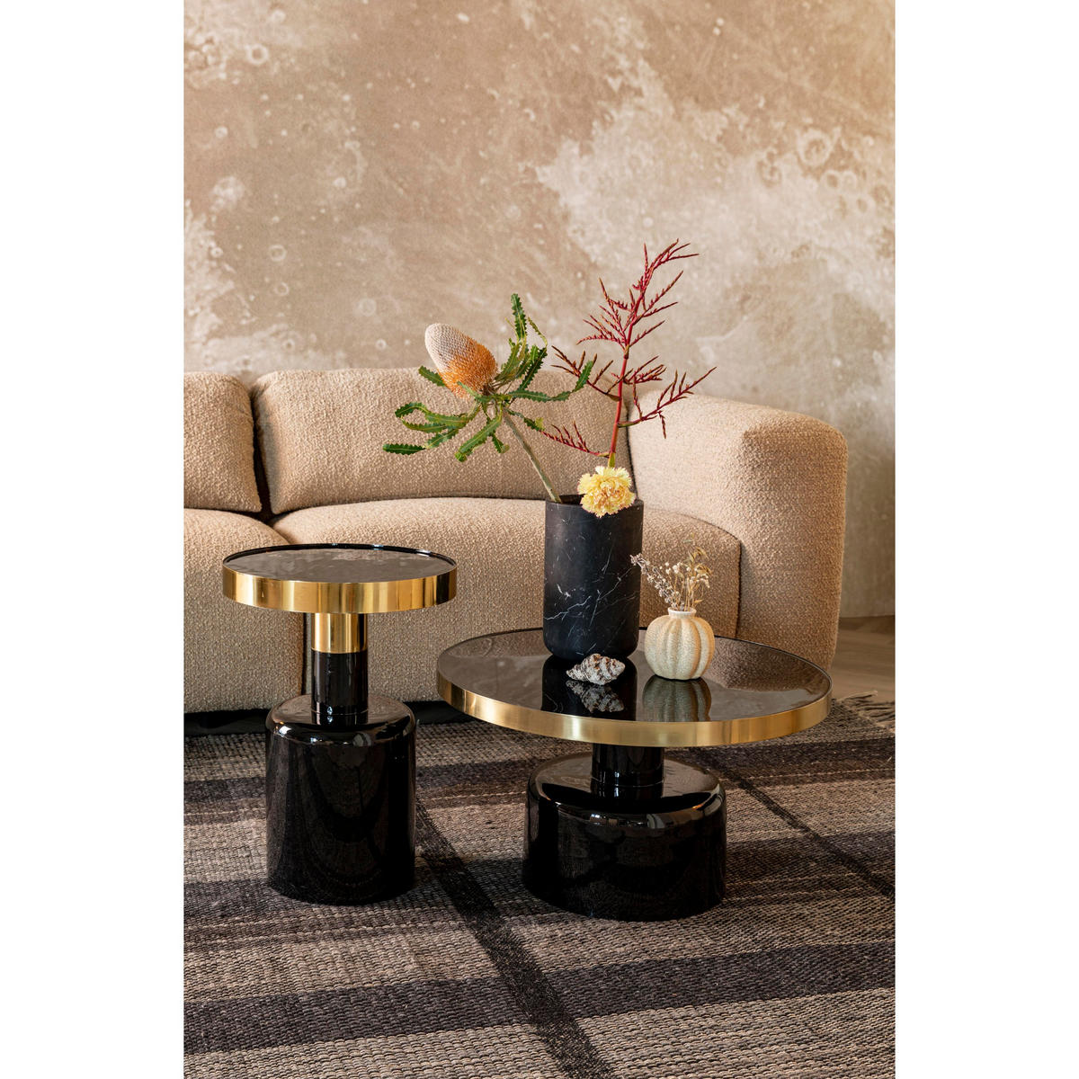 COUCHTISCH Glam Rund 60 cm Schwarz/ Gold - Schwarz, Metall (60/60/35cm) - Zuiver
