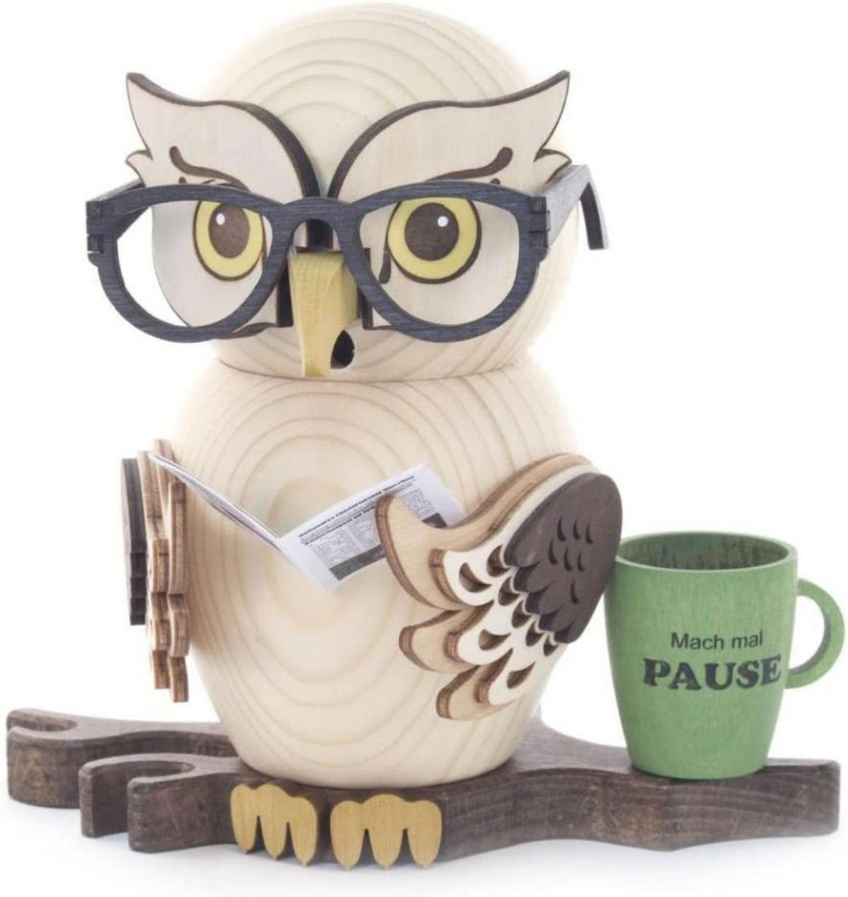 RAUCHFIGUR Brilleneule 15 cm - Multicolor, Holz (10/15/10cm)