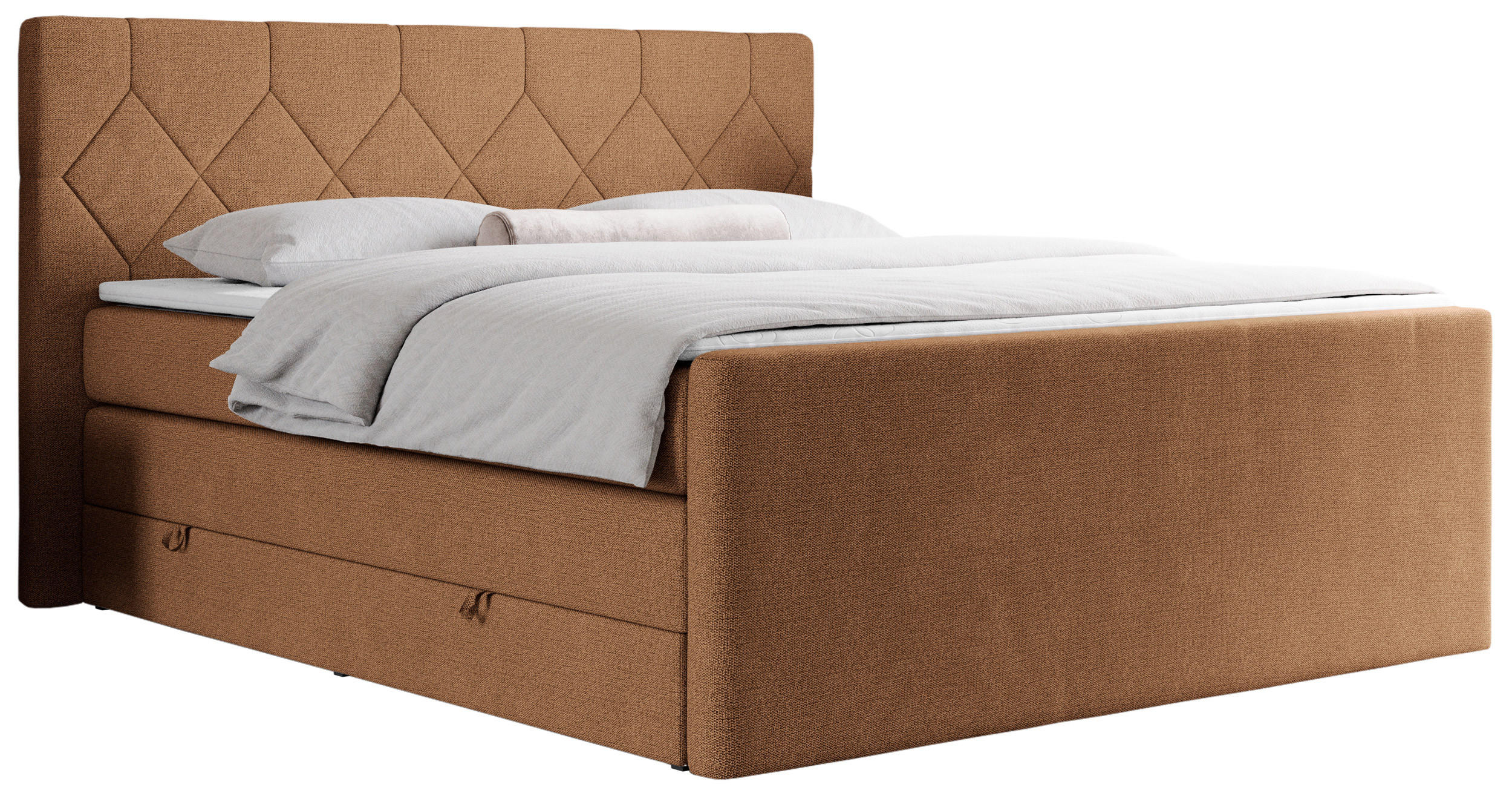 BOXSPRINGBETT KING EIGAR 160/200 Orange Struktur - H3 - Orange, Holz/Textil (160/200cm) - MKS