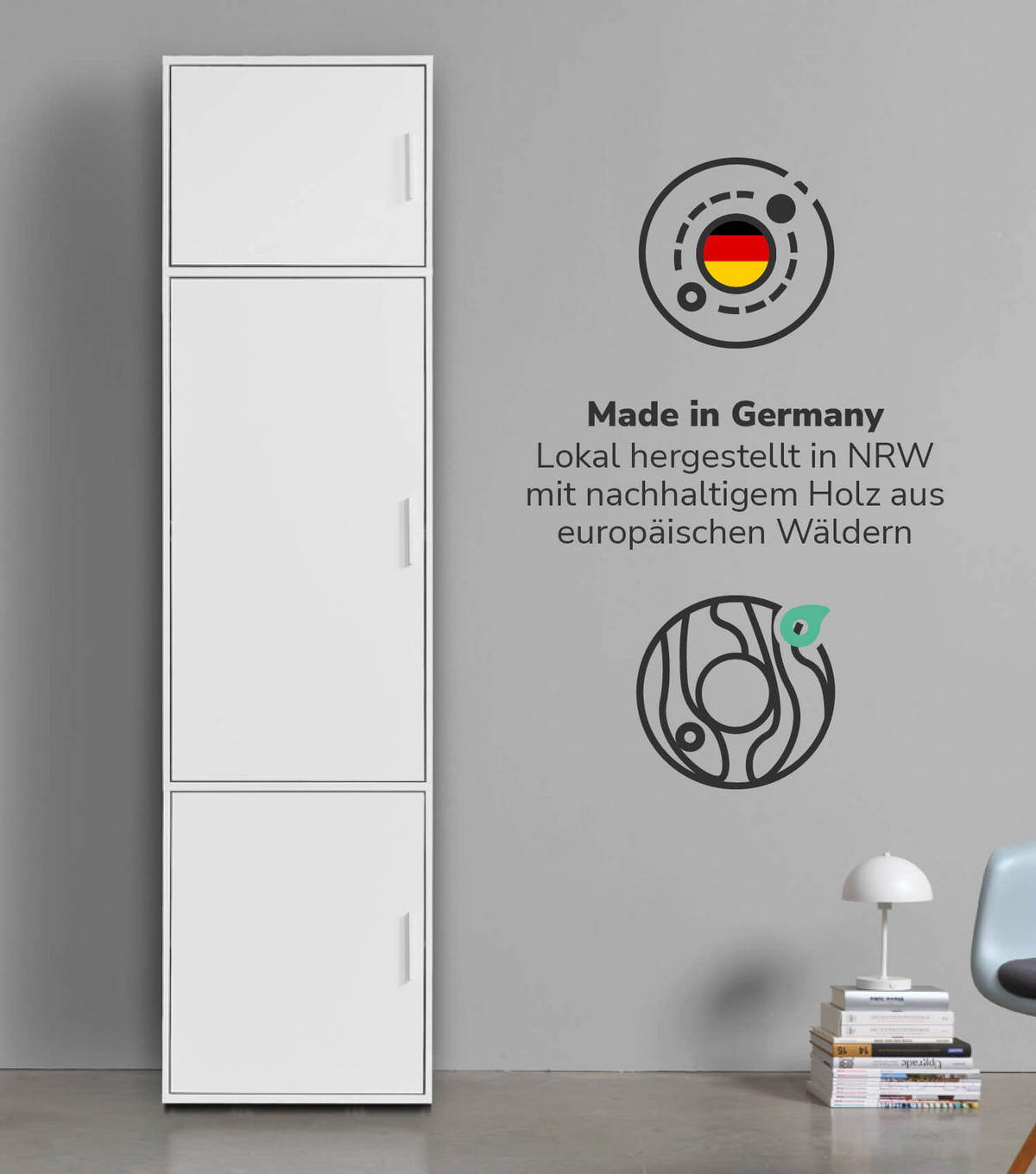 KLEIDERSCHRANK Der Grenzenlose - Weiß, Holzwerkstoff (60/234/58cm) - Mokebo