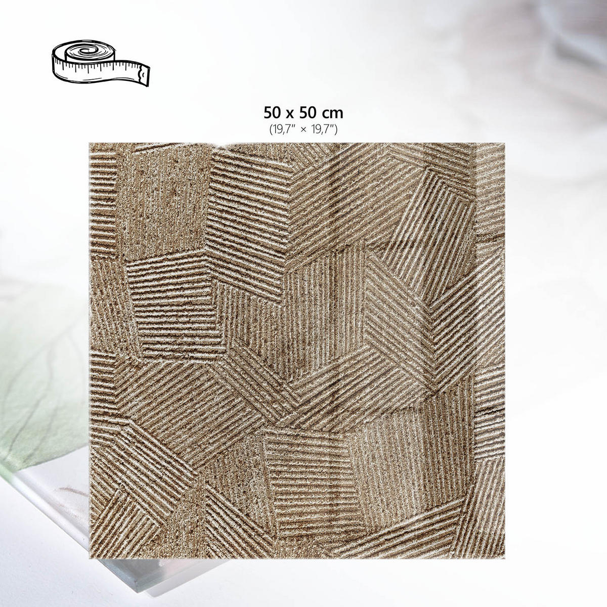 TISCHPLATTE 50x50 cm – Geometrische Abstraktion - Grau, Glas (50/50/0.4cm) - Wallfluent