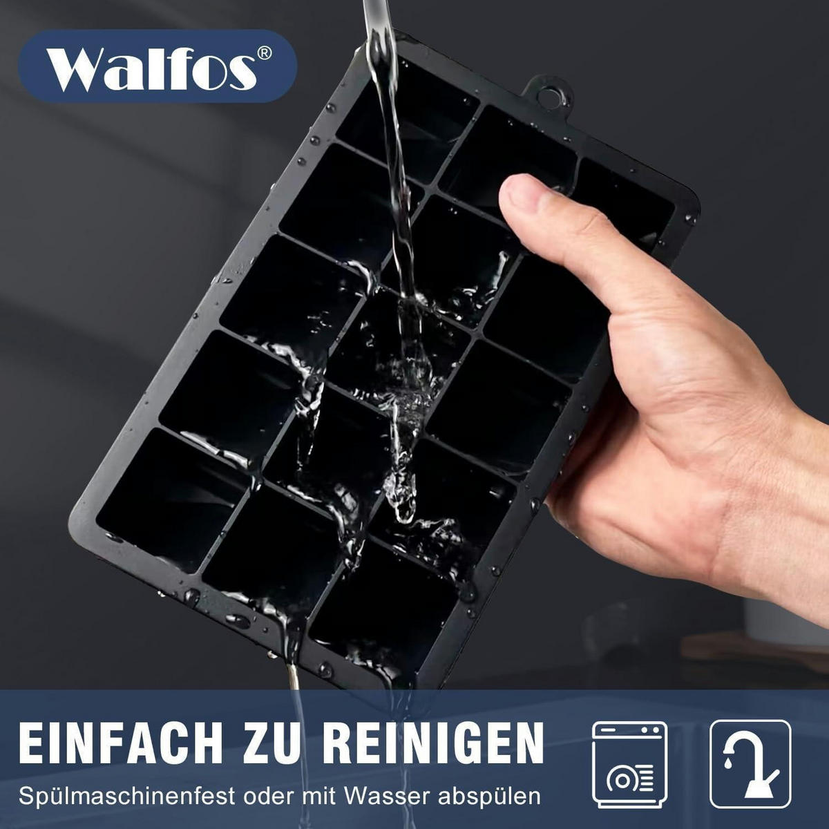 EISWÜRFELFORM 3er-Pack mit Deckel - Schwarz, Kunststoff (11.7/3.2/18.6cm)
