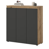 KOMMODE grau, Evoke Eiche 105 x 11 cm, Anrichte mit 10 Fächern - Eichefarben/Schwarz, Holzwerkstoff/Kunststoff (105/111/37cm) - Inn.Furn