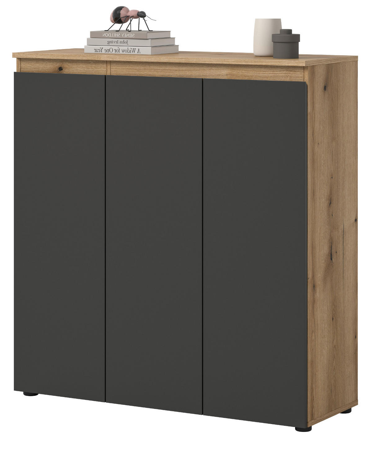 KOMMODE grau, Evoke Eiche 105 x 11 cm, Anrichte mit 10 Fächern - Eichefarben/Schwarz, Holzwerkstoff/Kunststoff (105/111/37cm) - Inn.Furn