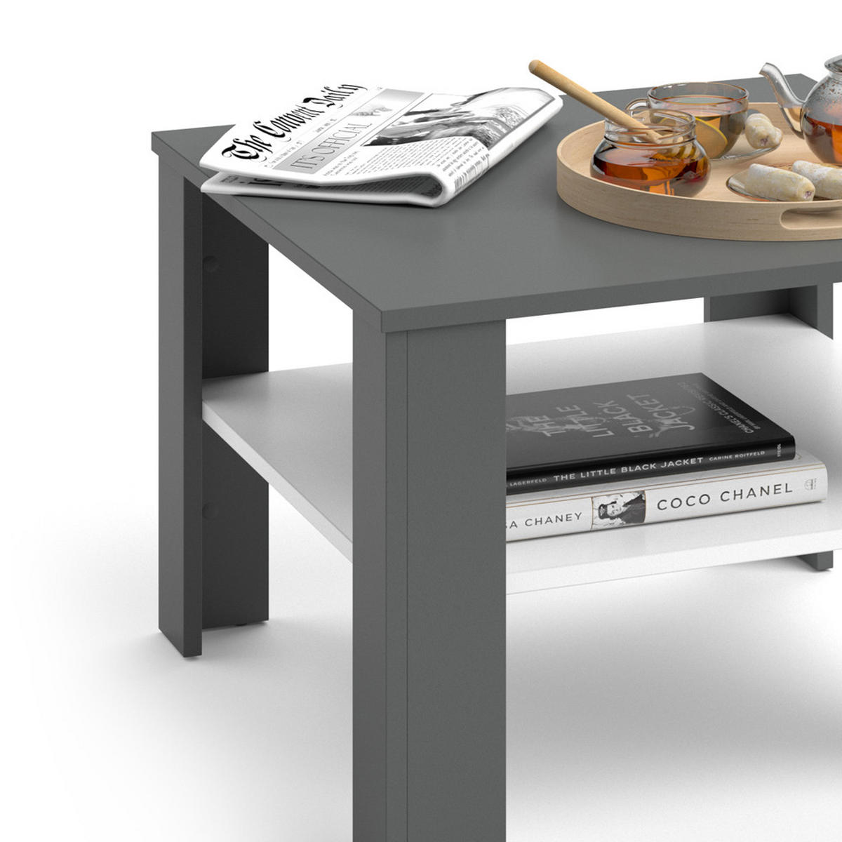 COUCHTISCH Homer Weiß/Anthrazit 60 x 60 cm - Anthrazit/Weiß, Holzwerkstoff (60/60/42cm) - Vicco