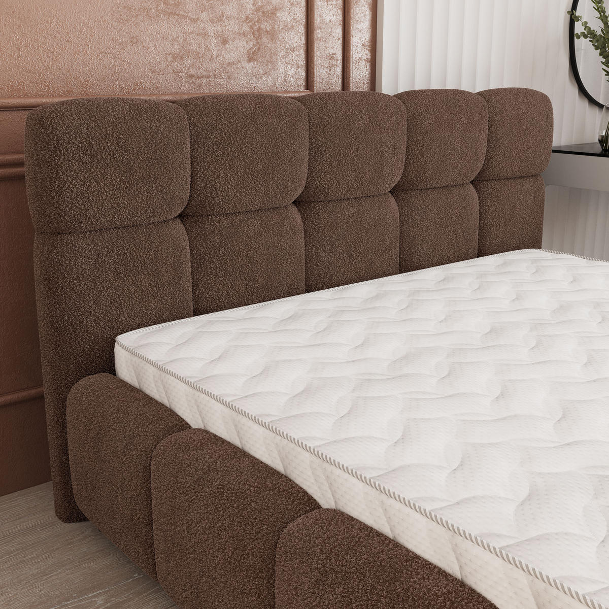 POLSTERBETT FARU Q 180x200 cm mit Bettkästen - Braun - Braun, Holz (180/200cm) - MASSENO