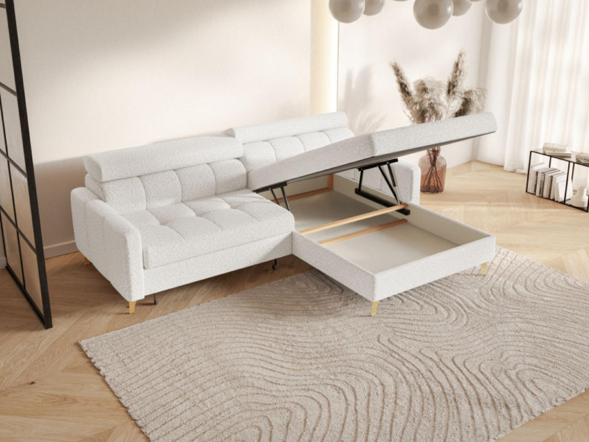 ECKSOFA Milch BAMBINO Mit Verstellbaren Kopfstützen Rechts - Weiß, Textil (174/223cm) - Sepro Meble