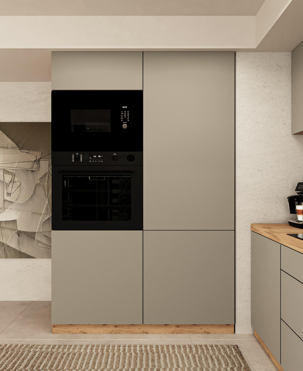 KÜCHENZEILE 240 cm - Langen KL18-M240 - in Beige / Matt - Beige, Holz (360/212/58cm)