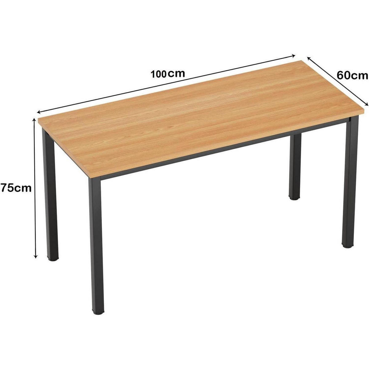 SCHREIBTISCH Computertisch Teak Schwarz 100 x 60 x 75 cm - Braun, Holzwerkstoff (100/60/75cm)