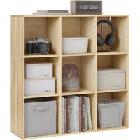 REGAL Bücherregal mit 9 Fächern, Standregal, Helle Eiche - Eichefarben, Holzwerkstoff (94/93/29.5cm) - Woltu