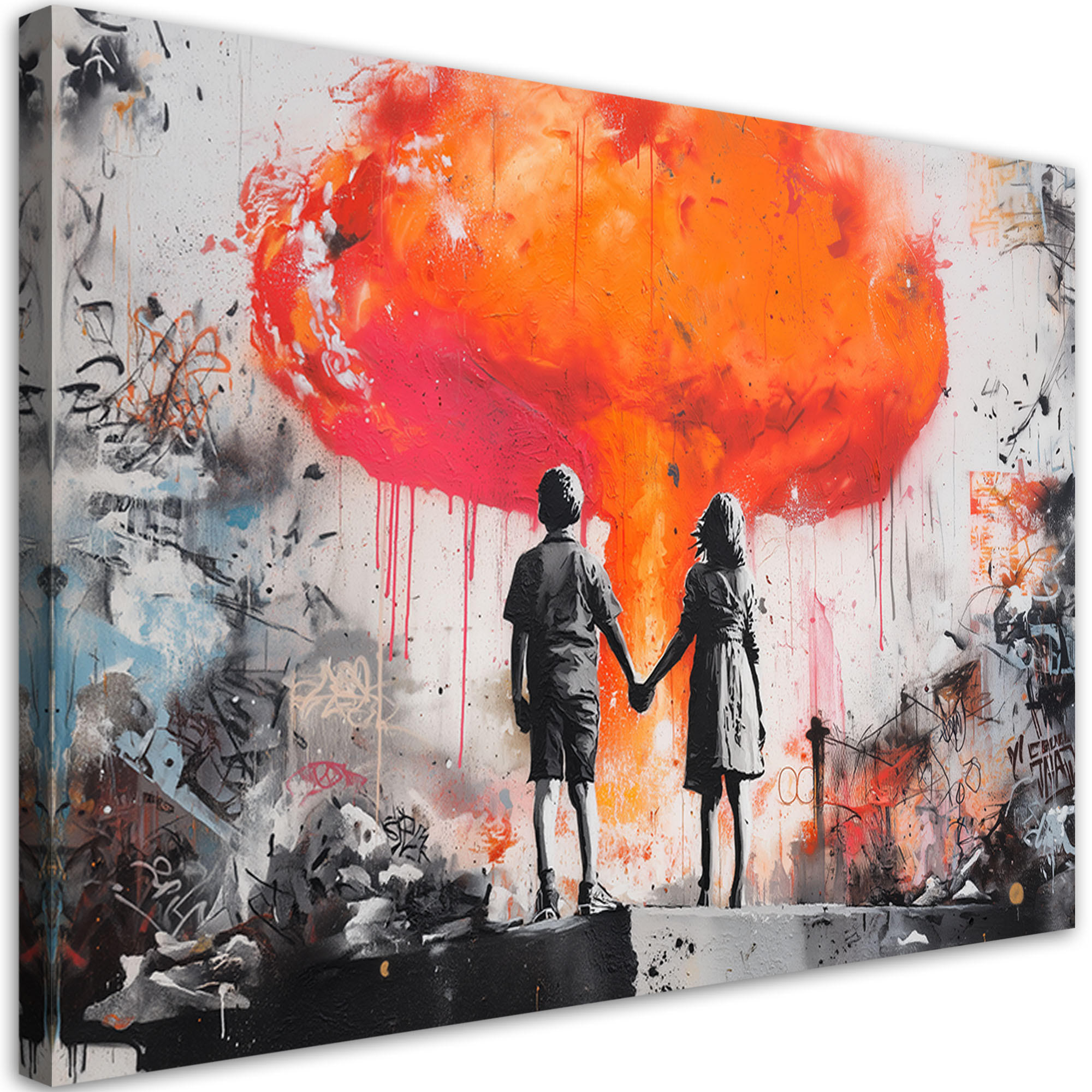 LEINWANDBILD Menschen & Charaktere 100x70cm - Orange, Textil (100/70cm) - Feeby