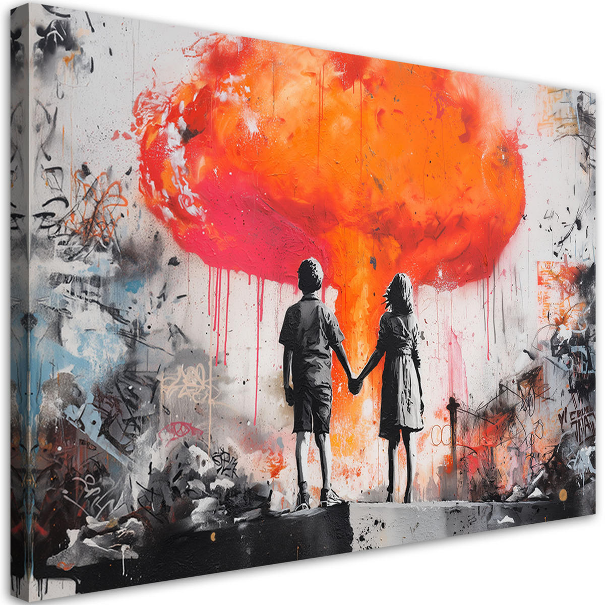 LEINWANDBILD Menschen & Charaktere 100x70cm - Orange, Textil (100/70cm) - Feeby