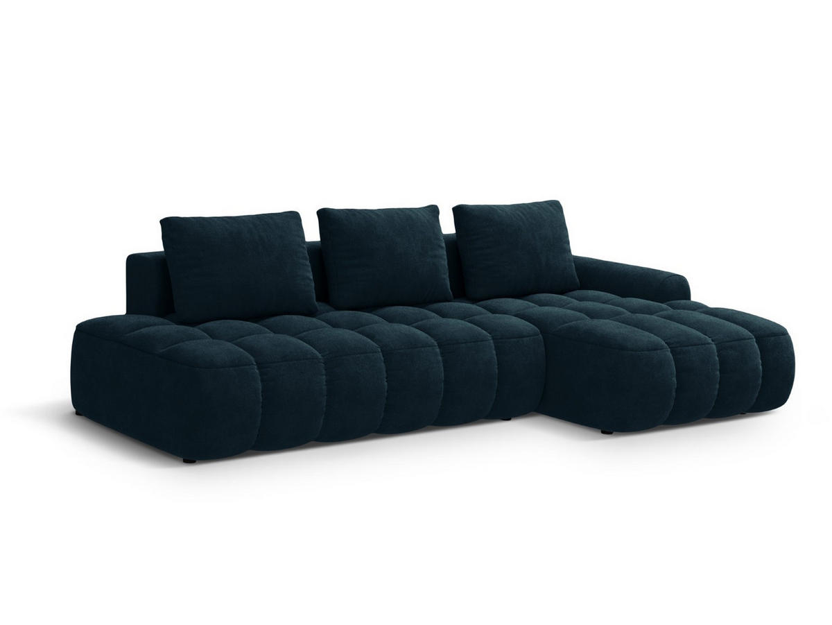 AUSKLAPPBARES-ECKSOFA rechts mit Container Linz aus Samt petrol 3 Sitzplätze - Petrol, Textil (142/275cm) - Cosmopolitan Design
