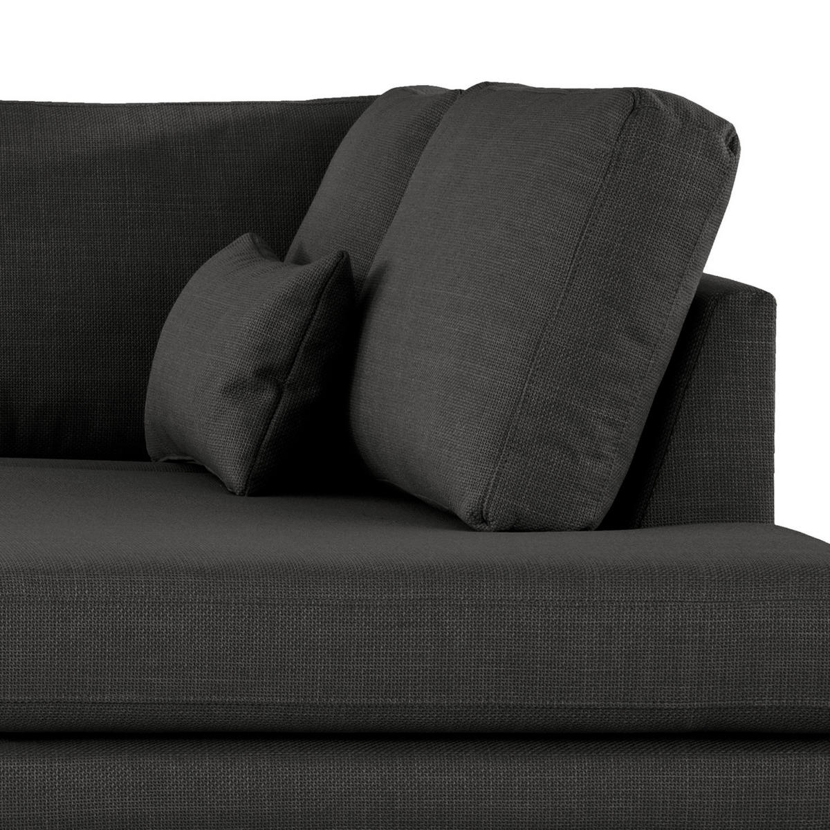 WOHNLANDSCHAFT mit Longchair - Eichefarben/Schwarz, Eichenholz/Textil (371/81/219cm) - home24